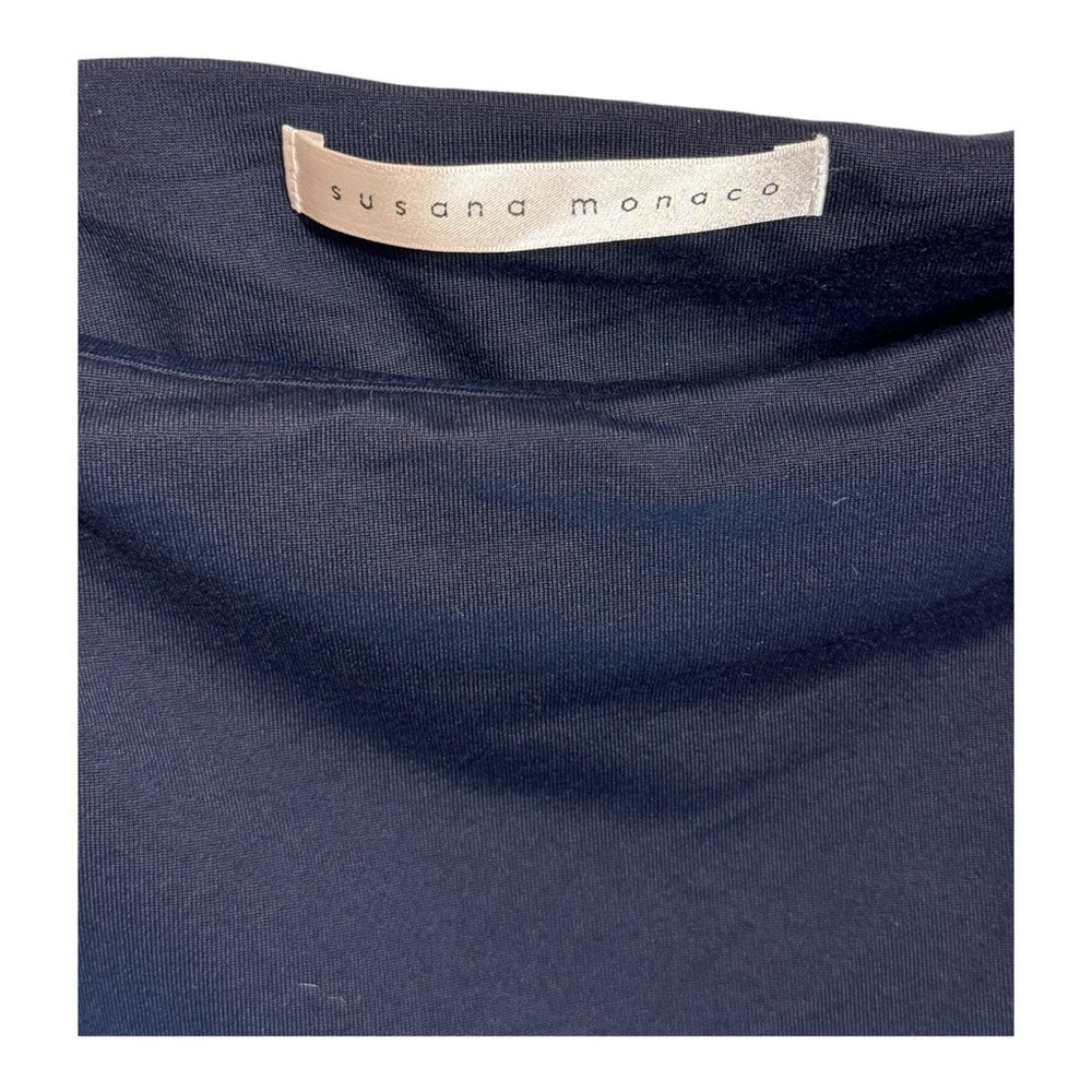 Susana Monaco Ruffle Hem Off the Shoulder Top in Midnight Blue NWT - Picture 2 of 6